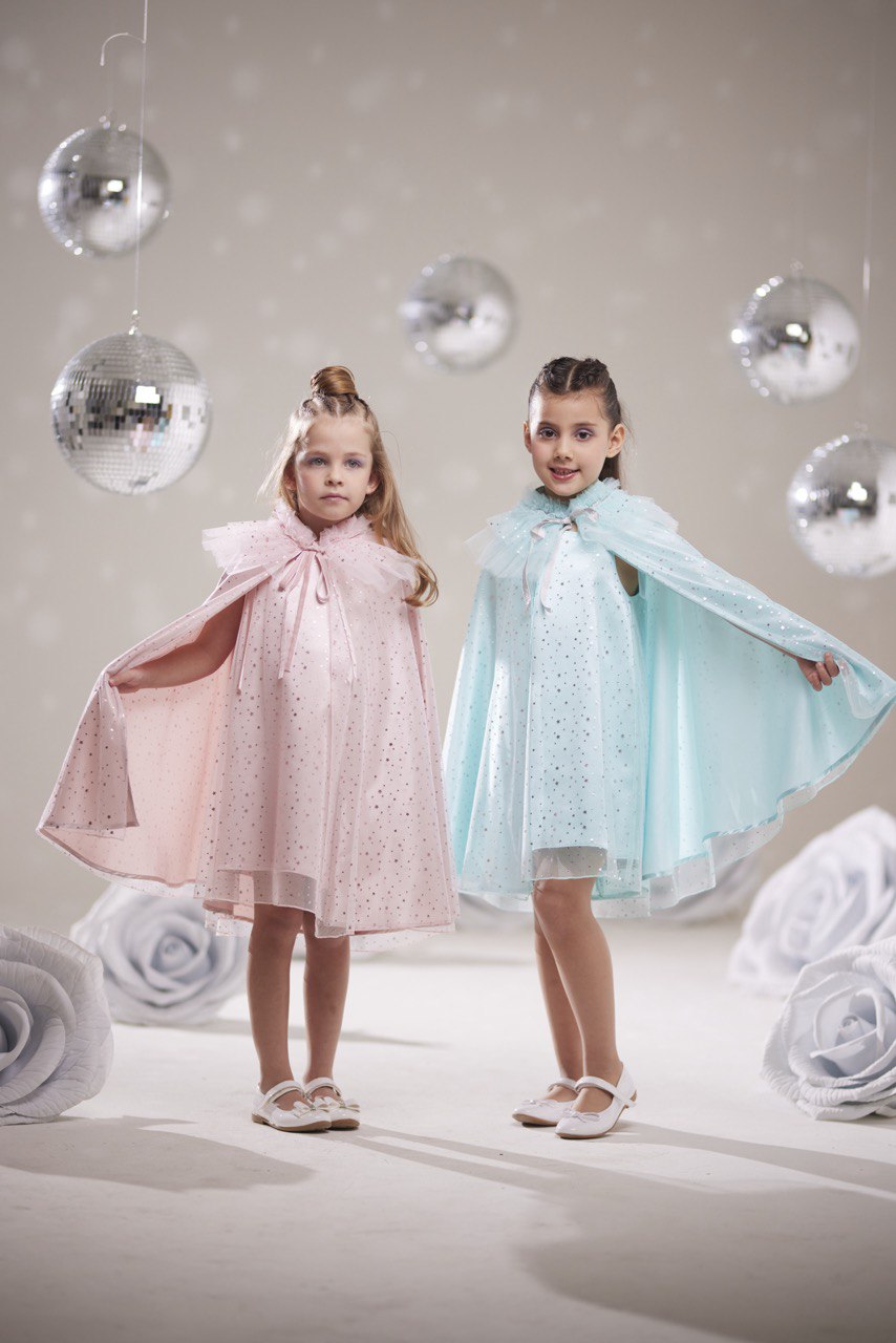 Kız Çocuk Yıldız Desenli Işıltılı Tül Pelerin