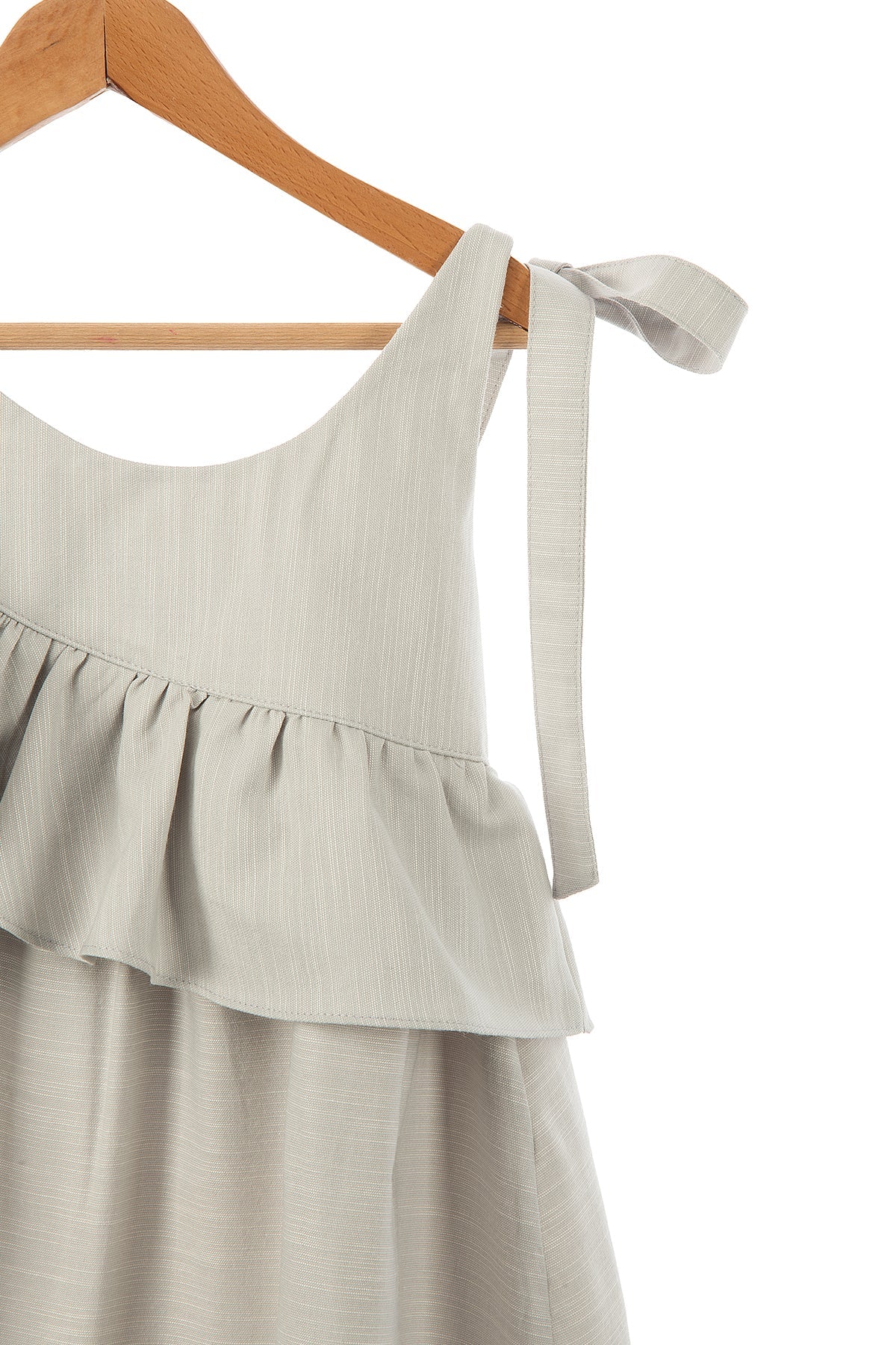 Kız Bebek Keten Fırfırlı Tek Omuz Elbise – 9 Ay - 5 Yaş