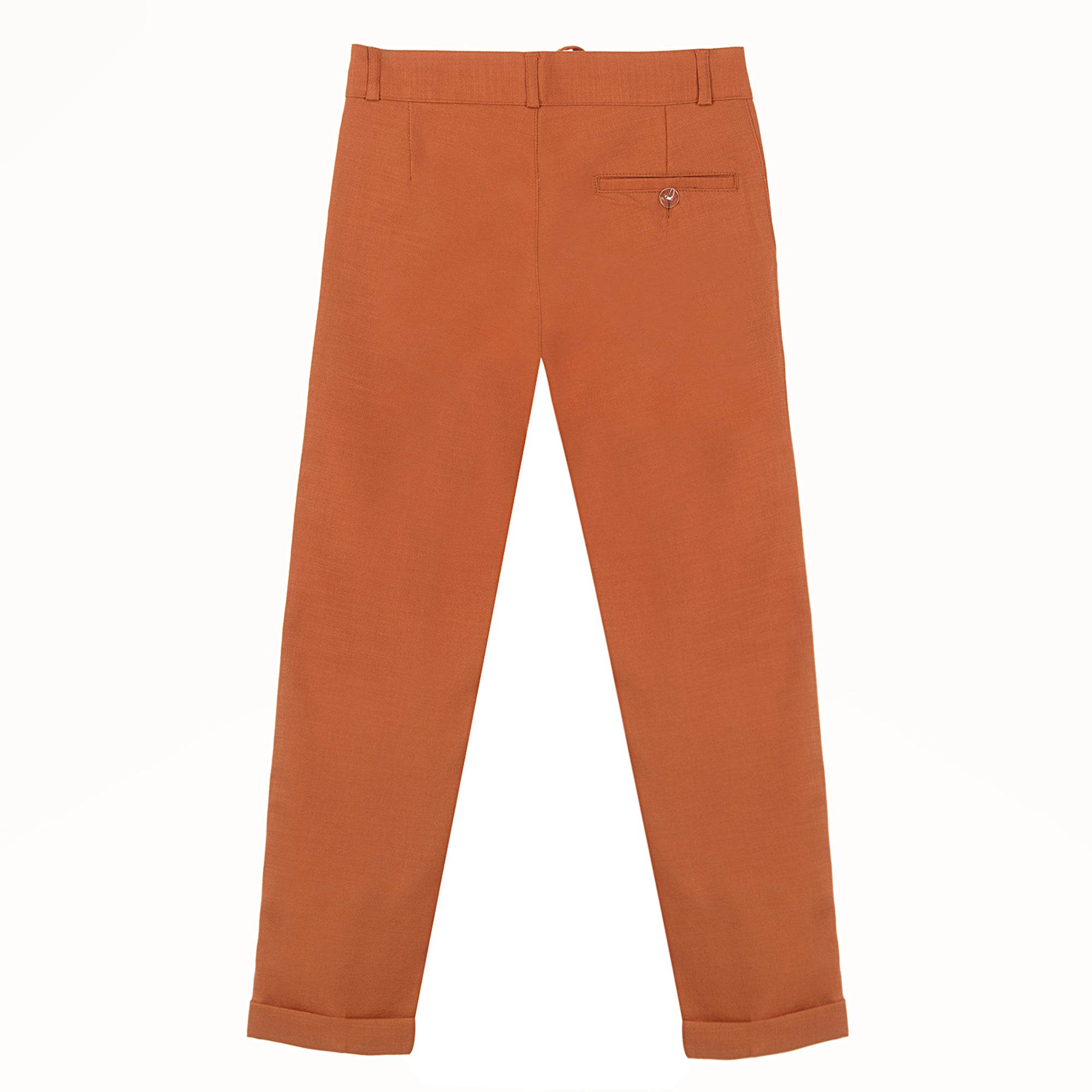 Kiremit Rengi Erkek Çocuk Takım Elbise 1-14 Yaş Keten Yazlık