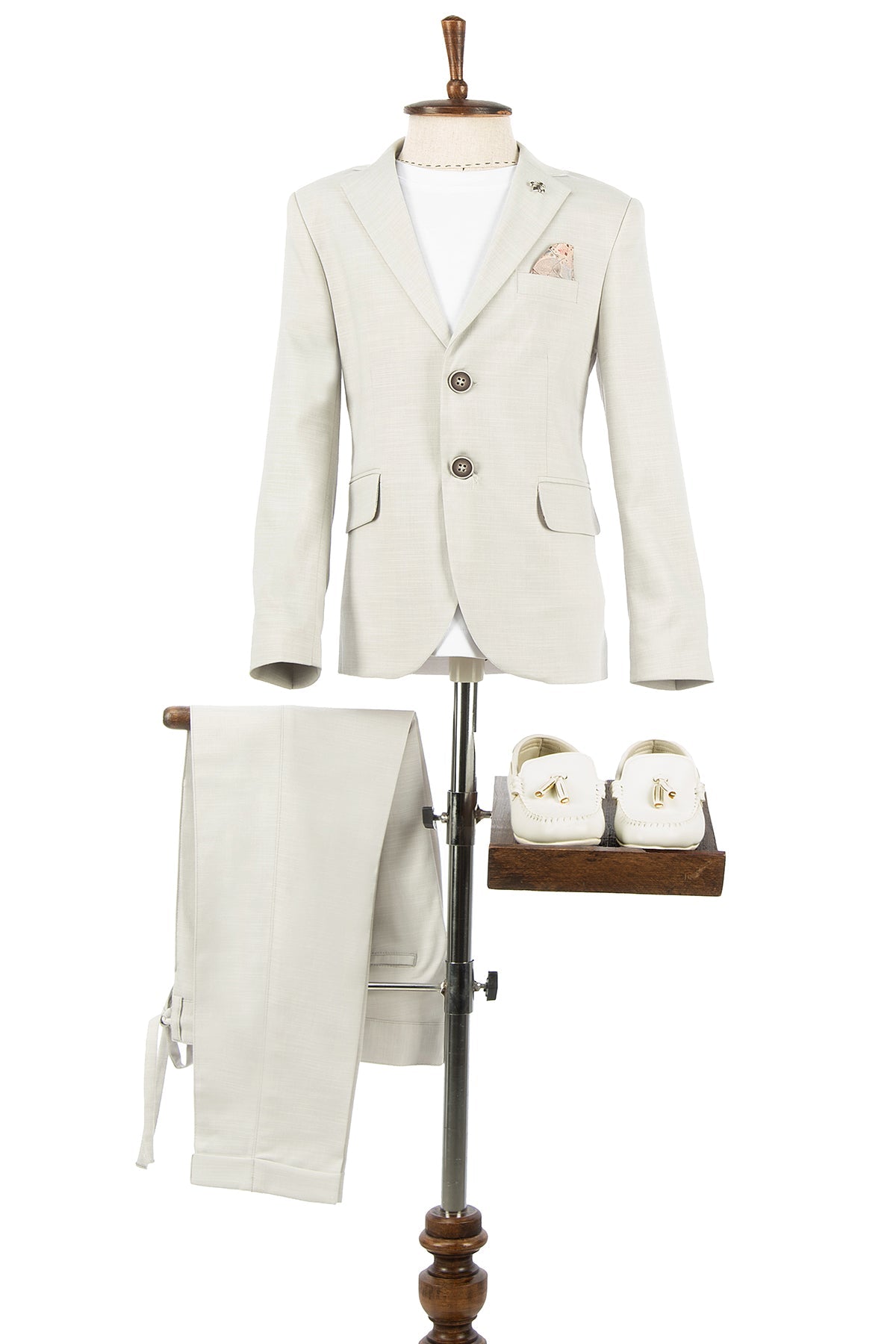 Açık Gri Keten Çocuk Takım Elbise | 1-14 Yaş Erkek Yazlık Set