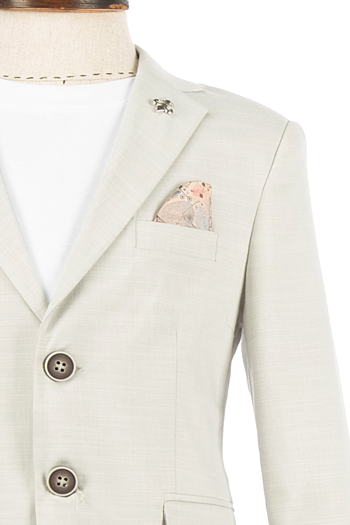 Açık Gri Keten Çocuk Takım Elbise | 1-14 Yaş Erkek Yazlık Set