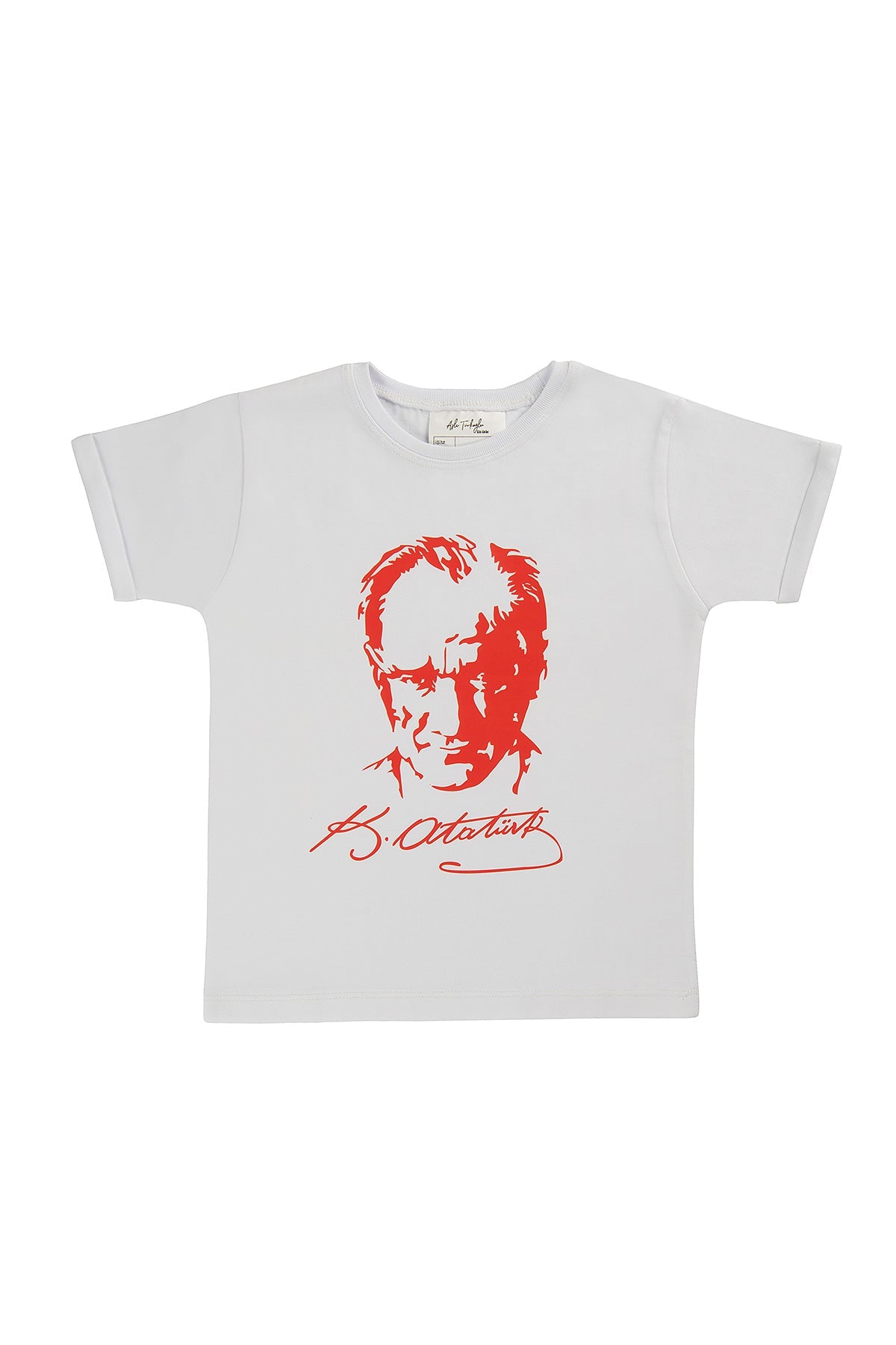 Atatürk Baskılı Beyaz Çocuk Tişört | %100 Pamuk 3-10 Yaş