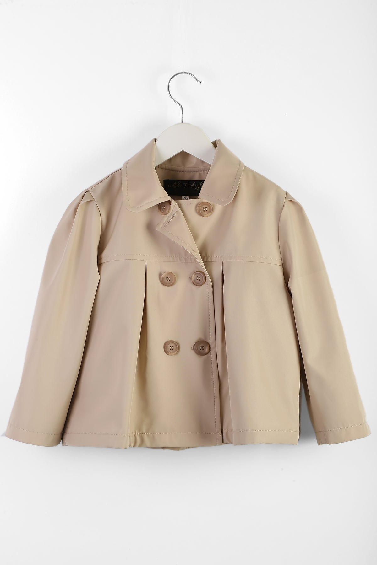 Kız Çocuk Bej Trençkot – Su Geçirmez, Düğmeli, Şık Dış Giyim