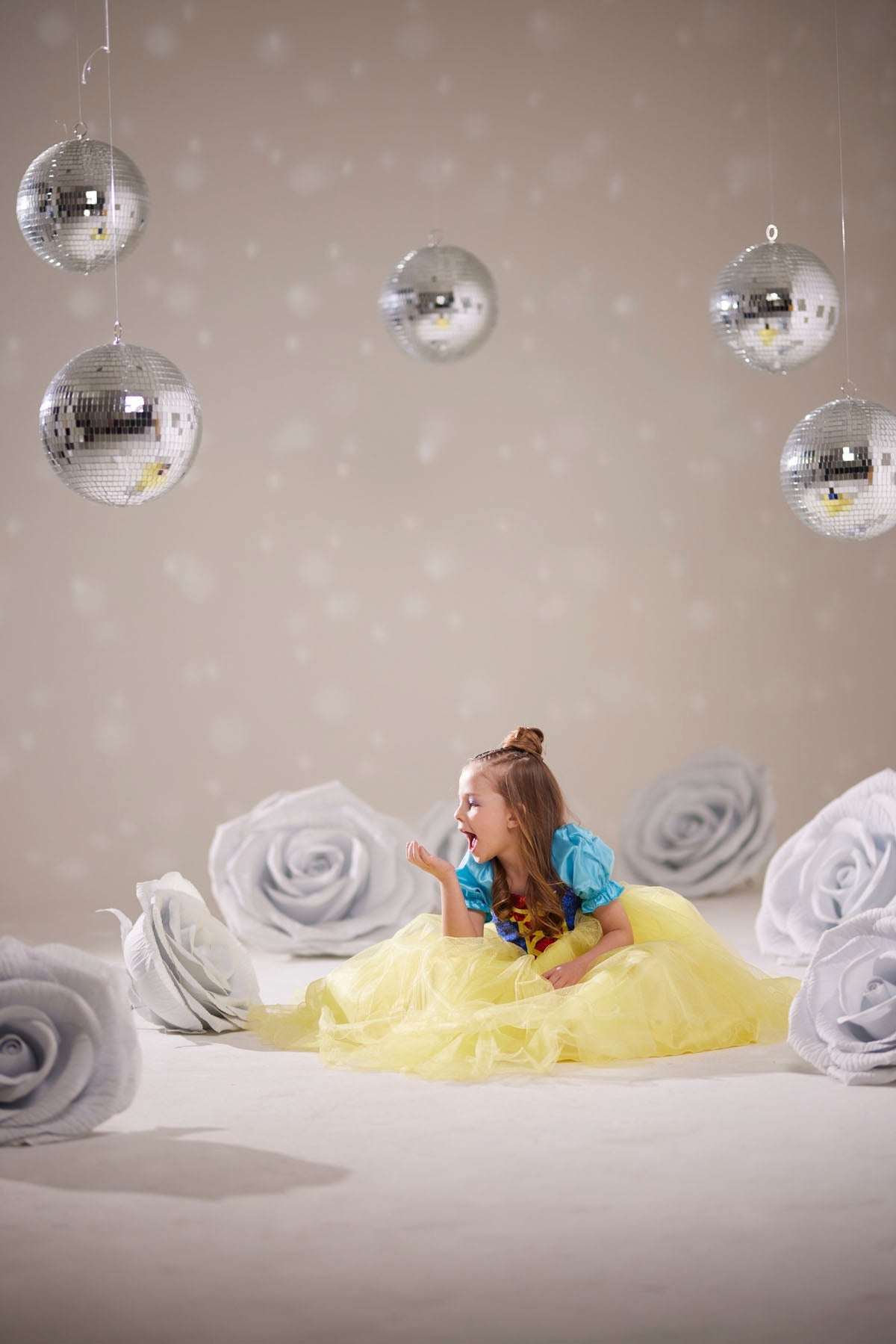 Kız Çocuk Pamuk Prenses Kostümü Tüllü Tarlatanlı Abiye