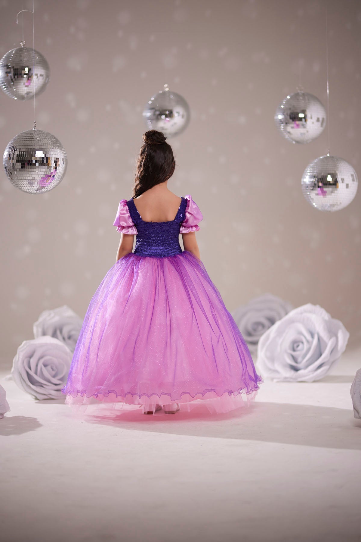 Kız Çocuk Rapunzel Kostümü Tüllü Prenses Elbise