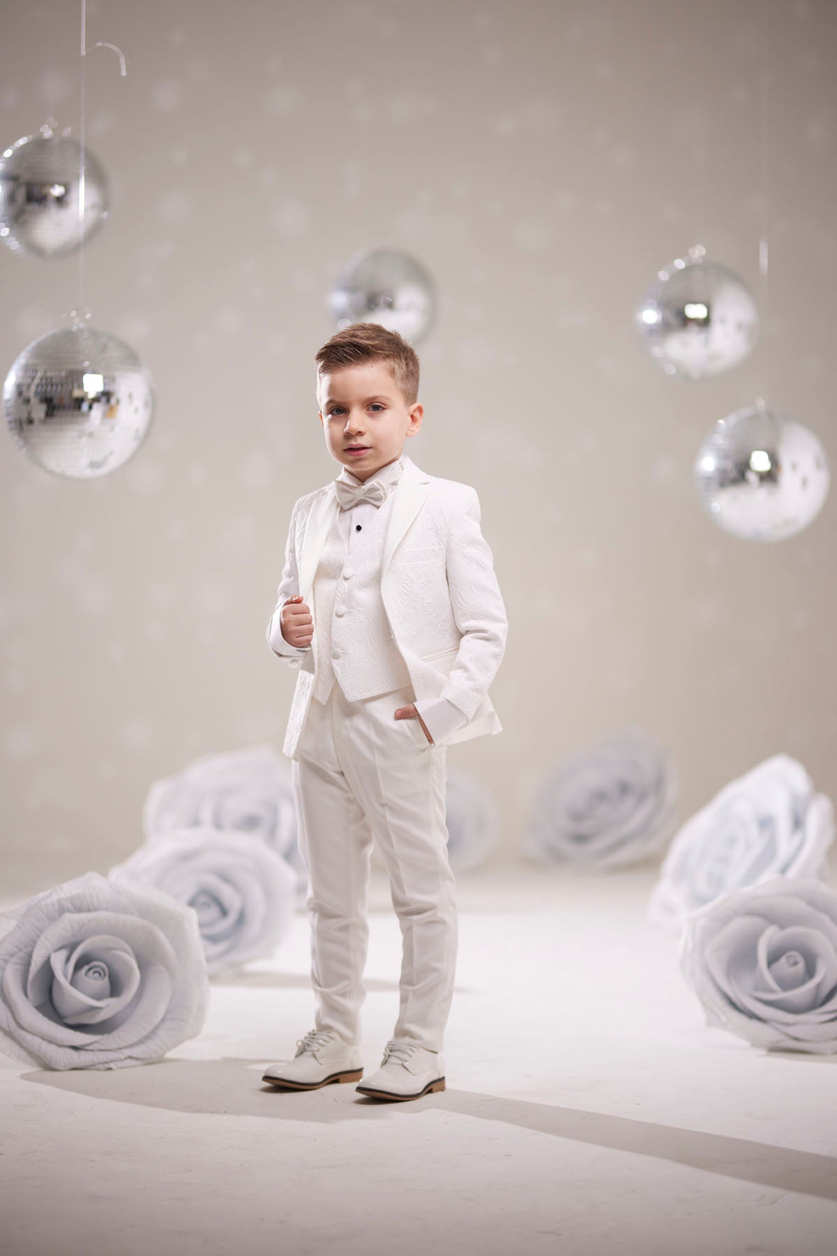 Erkek Çocuk Smokin Takım Elbise Krem