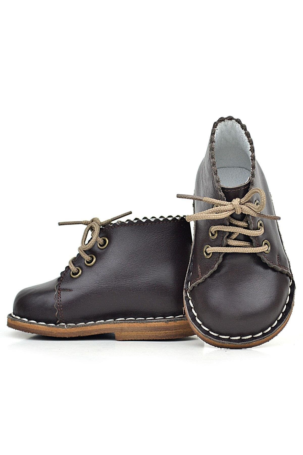 Hakiki Deri Bebek Botu | El Yapımı Unisex 1-3 Yaş İlk Adım Ayakkabısı