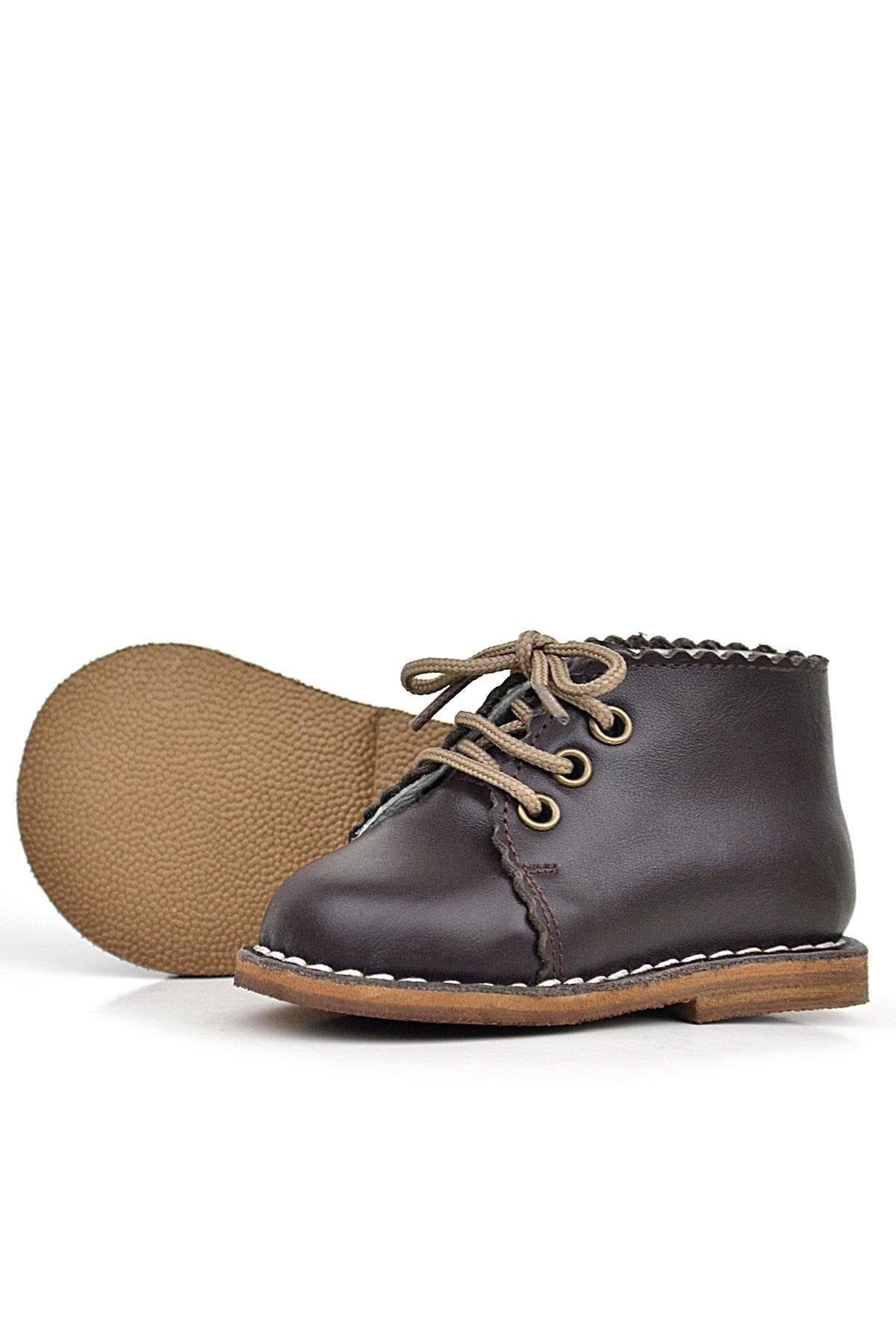 Hakiki Deri Bebek Botu | El Yapımı Unisex 1-3 Yaş İlk Adım Ayakkabısı