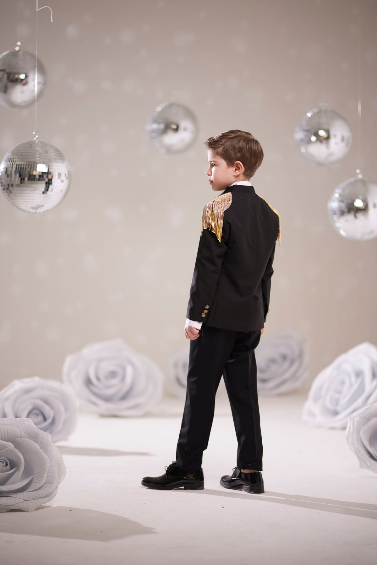 Royal Çocuk Apoletli Taşlı Özel Tasarım Takım Elbise