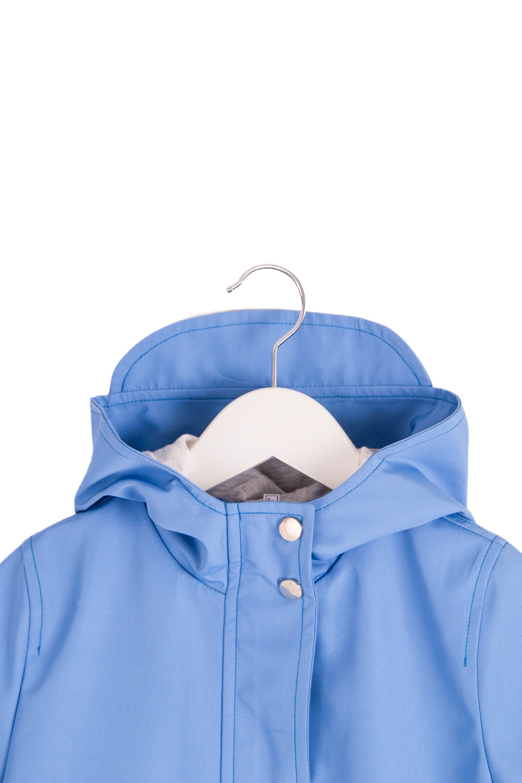 Çocuk Mavi Kapüşonlu Su Geçirmez Mont – Cepli Yağmurluk