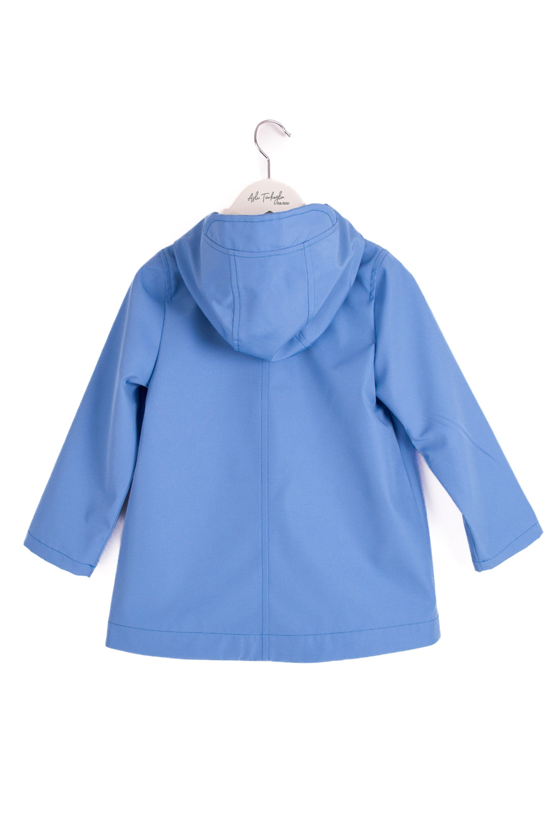 Çocuk Mavi Kapüşonlu Su Geçirmez Mont – Cepli Yağmurluk