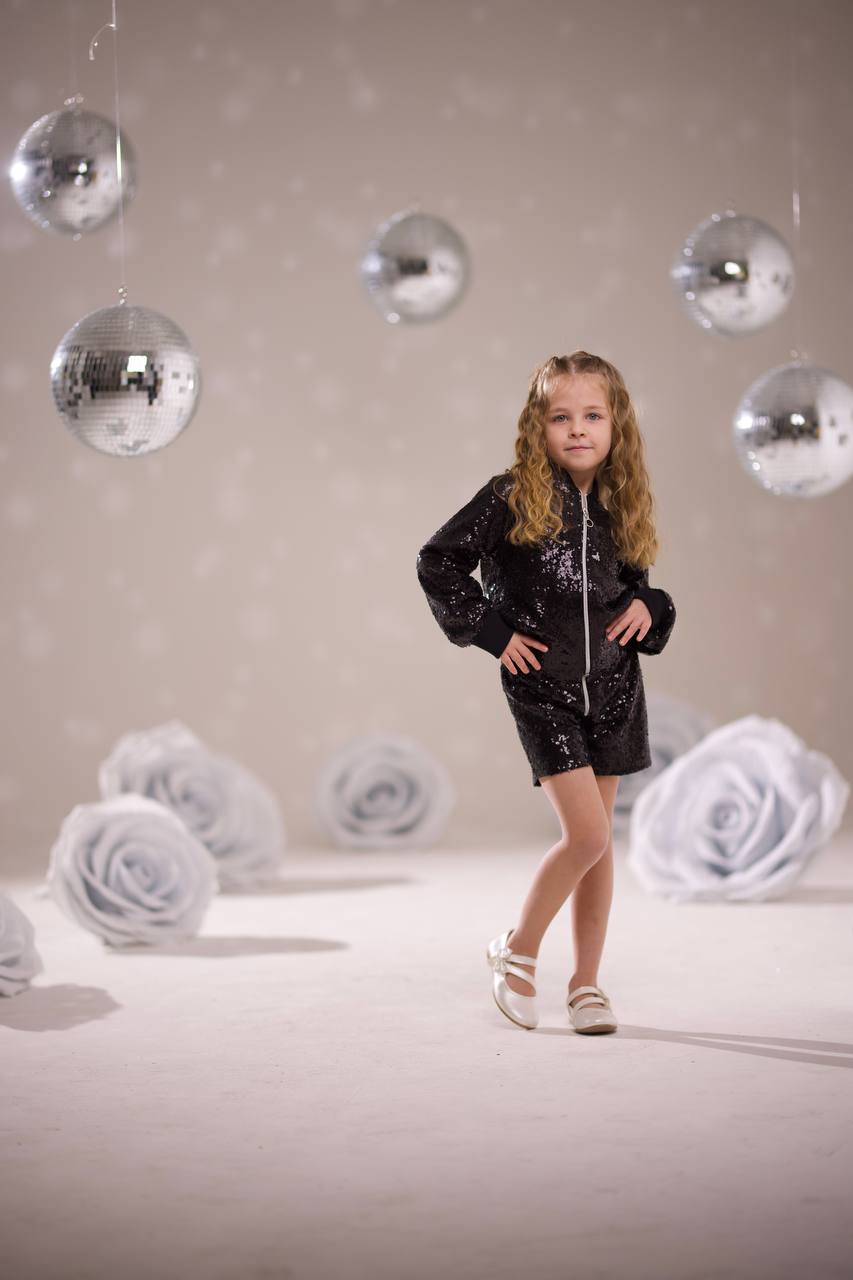 Kız Çocuk Pul Payet Ceket-Şort Takım