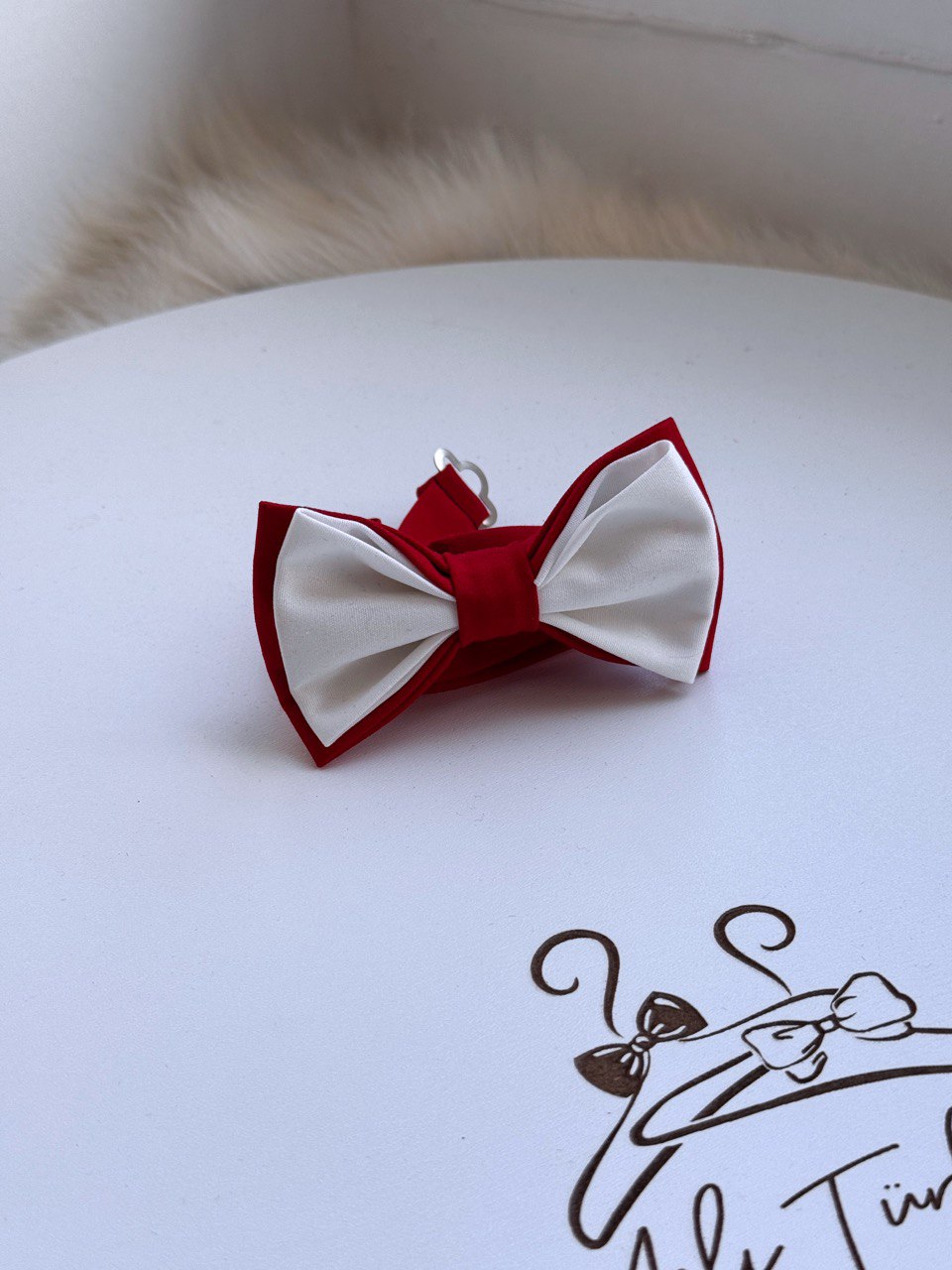 Erkek Çocuk Kırmızı-Beyaz Ayarlanabilir Papyon