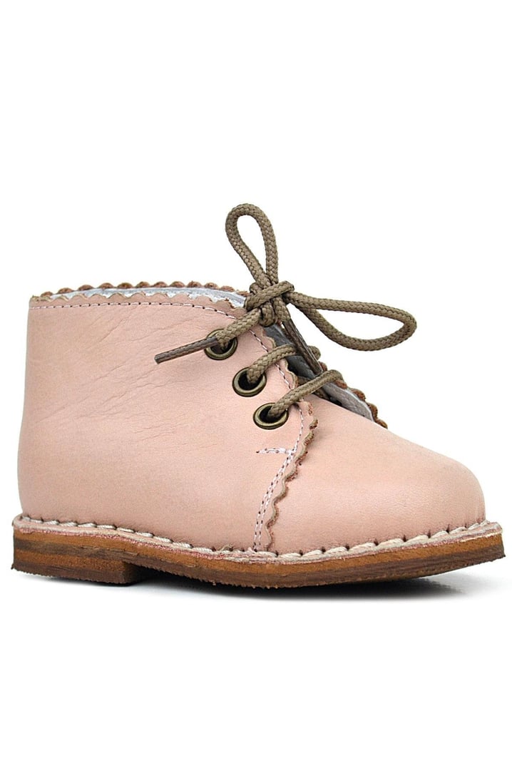 Pudra Pembe El Yapımı Deri Bebek Botu