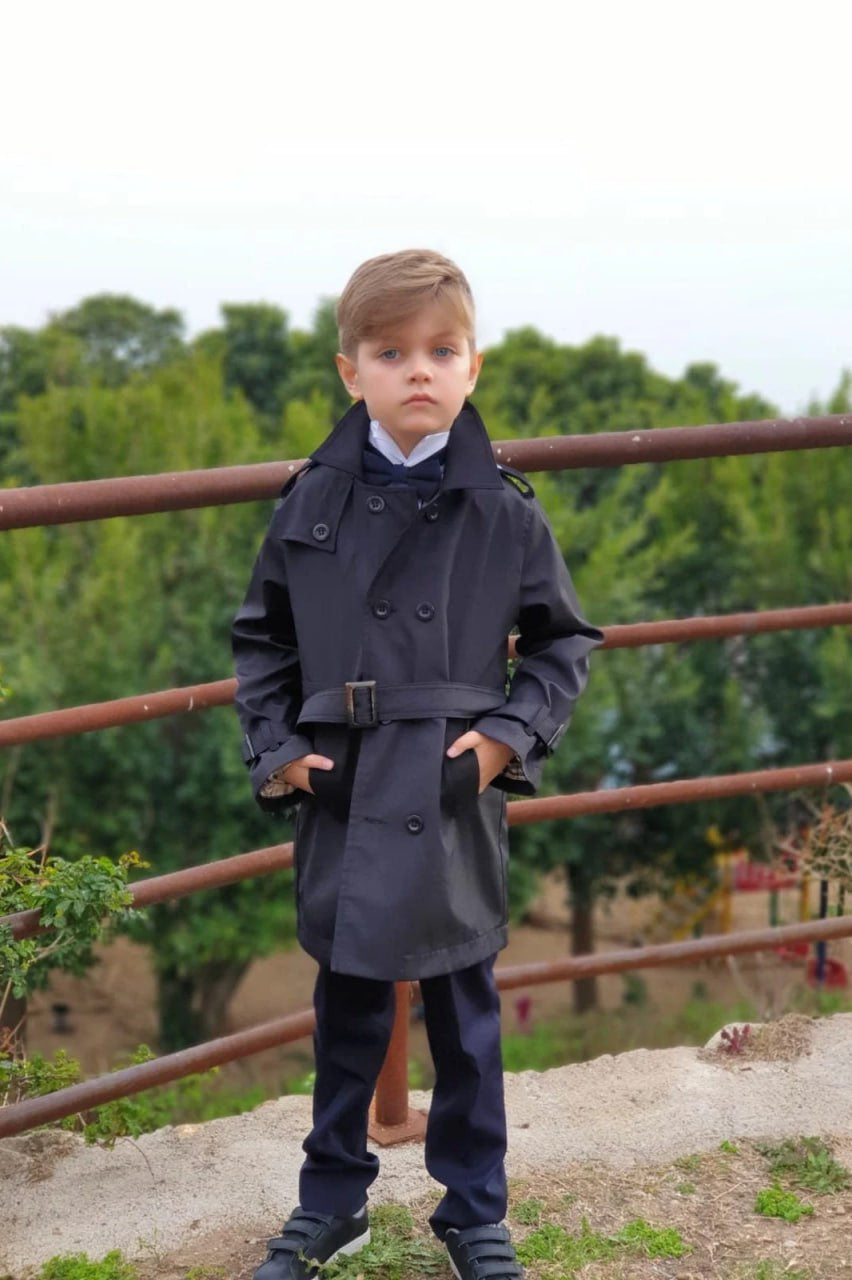 Erkek Çocuk Siyah Trençkot